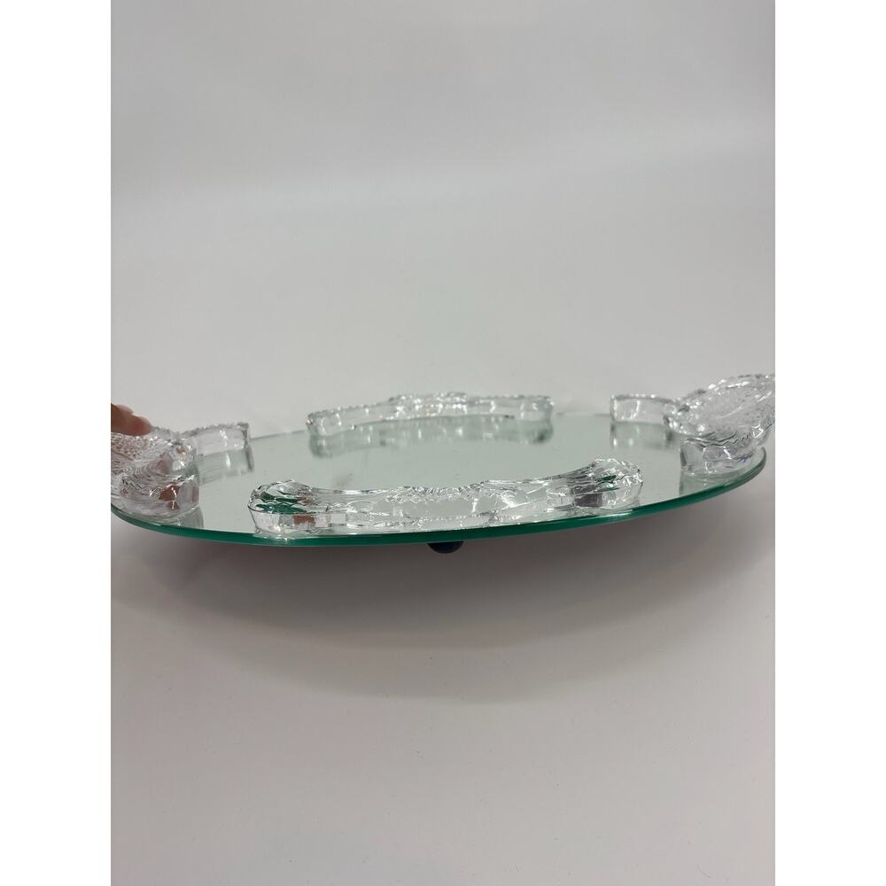 VTG. EXQUISITE LEAD CRYSTAL GLASS VANITY MIRRORED DRESSER TRAY 18 1/2" x 10 1/4" - Picture 2 of 8